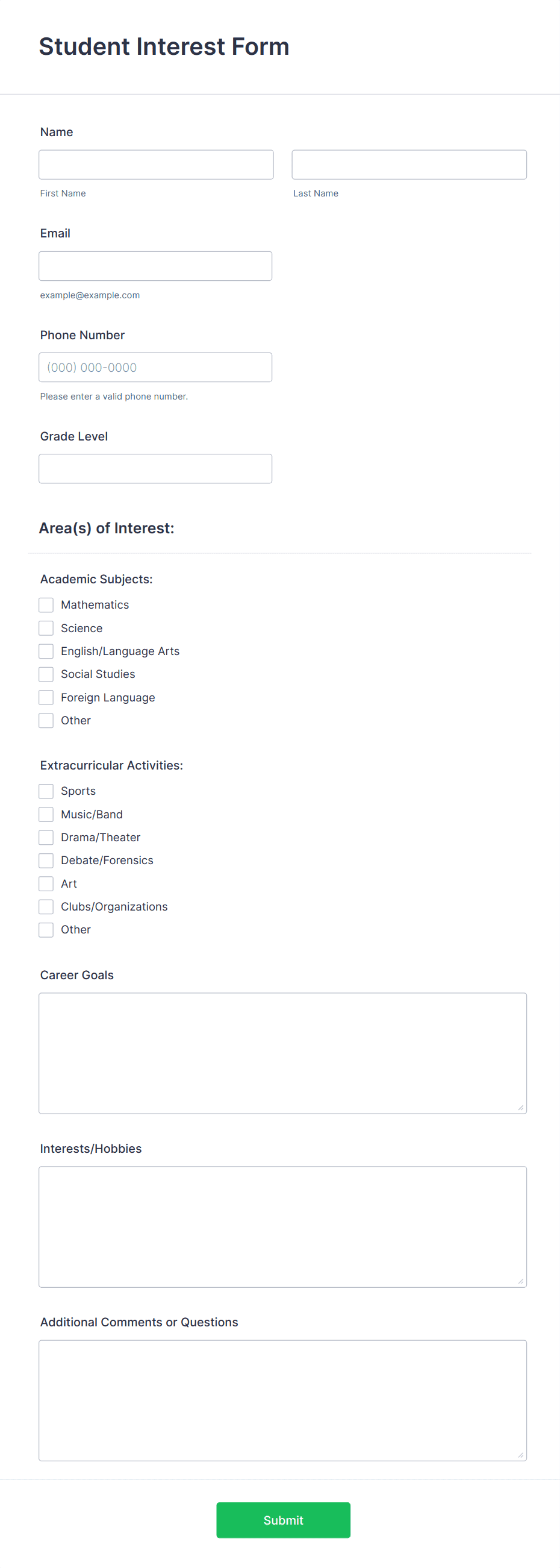 Student Interest Form Template Jotform Student Interest Form Template Jotform