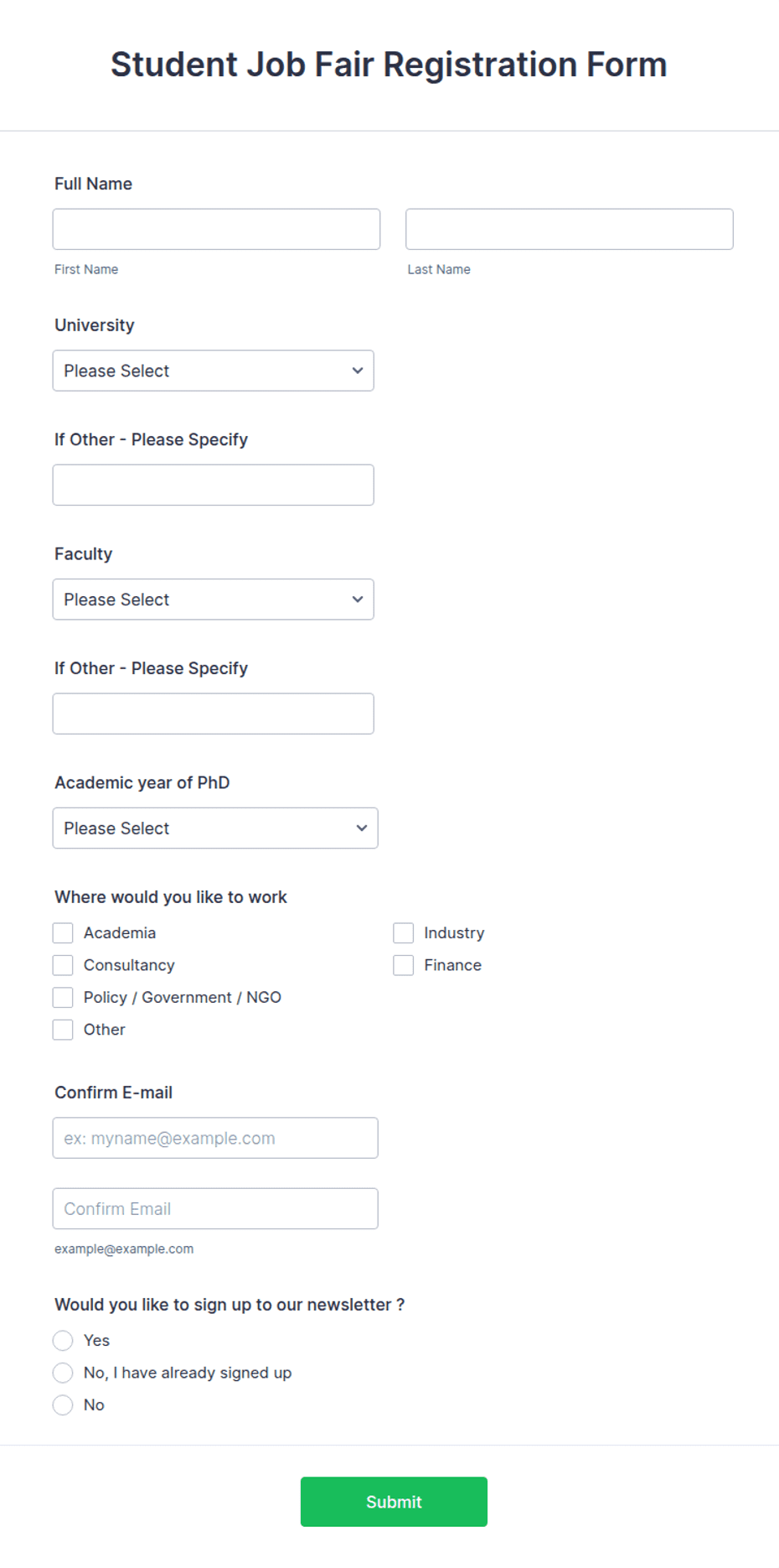 Student Job Fair Registration Form Template | Jotform