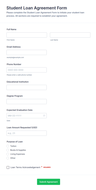 Student Loan Agreement Form Template