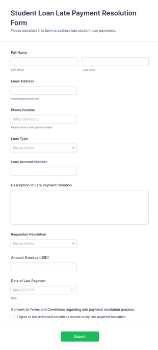 Student Loan Late Payment Resolution Form Template