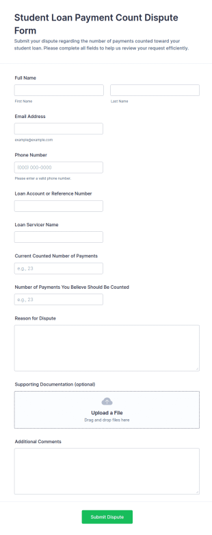 Student Loan Payment Count Dispute Form Template