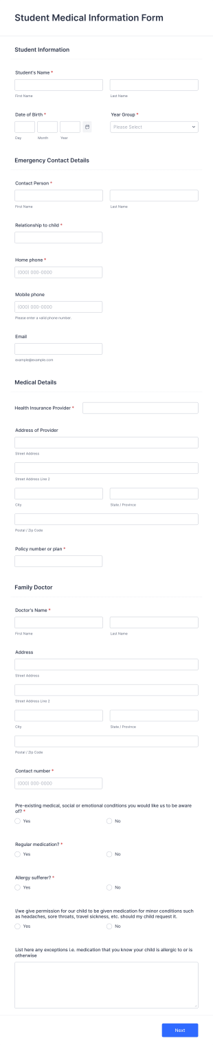 presentation handout template Student Medical Information Form Template