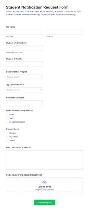 Student Notification Request Form Template