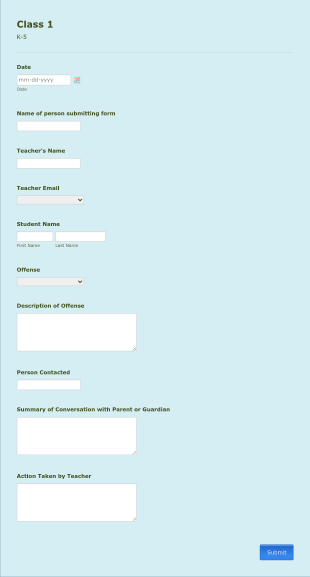 Student Offense Report Form Template