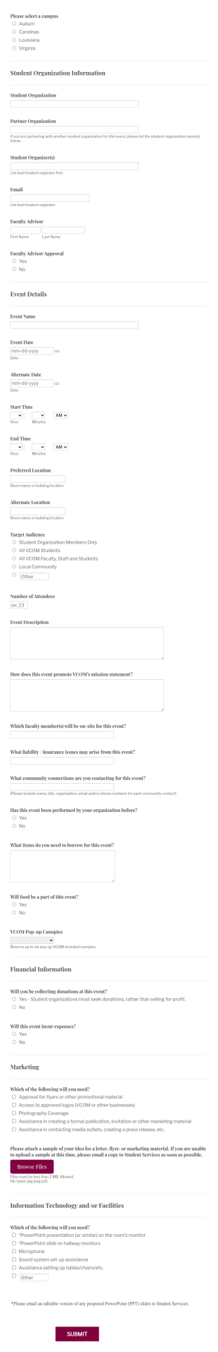 Student Organization Event Proposal Form Template