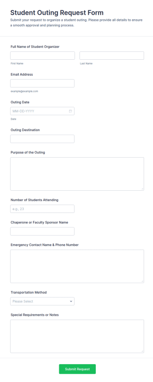 Student Outing Request Form Template