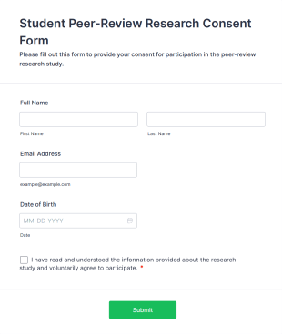 Student Peer Review Research Consent Form Template