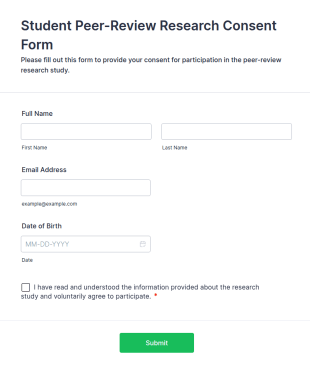 Student Peer Review Research Consent Form Template