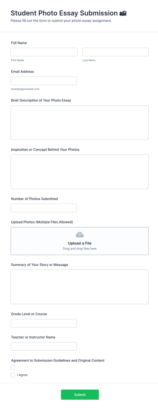 Student Photo Essay Submission 📸 Form Template