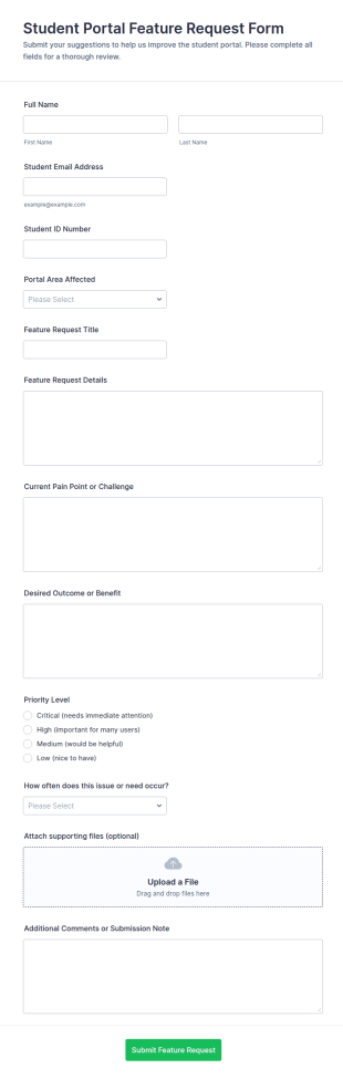 Student Portal Feature Request Form Template
