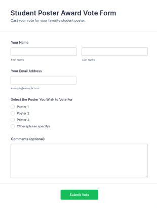 Student Poster Award Vote Form Template