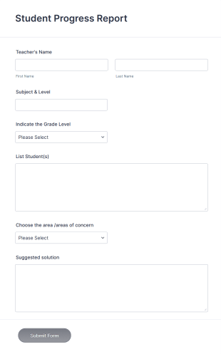 Student Progress Report Template Form Template