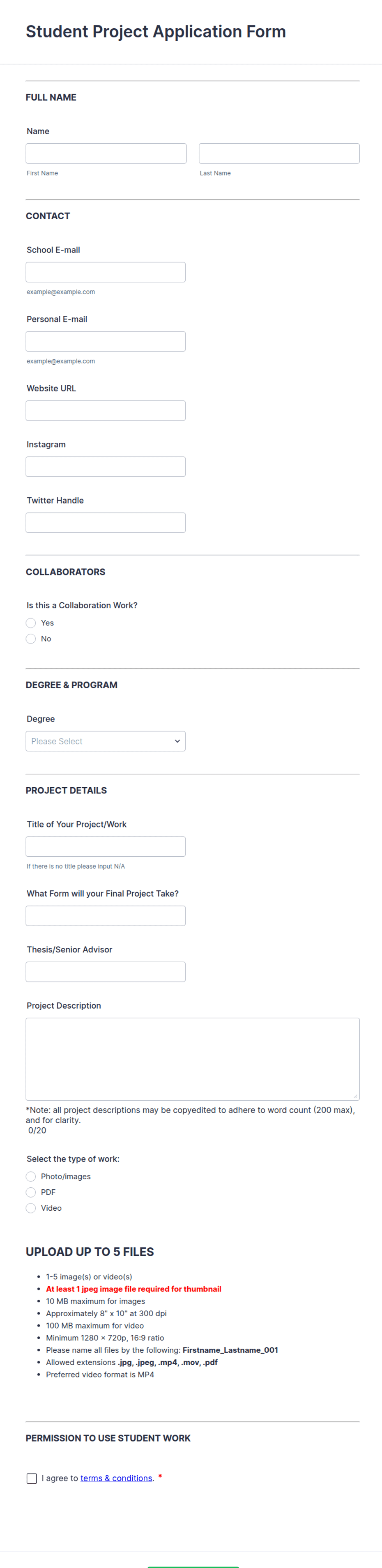 Project Application Template