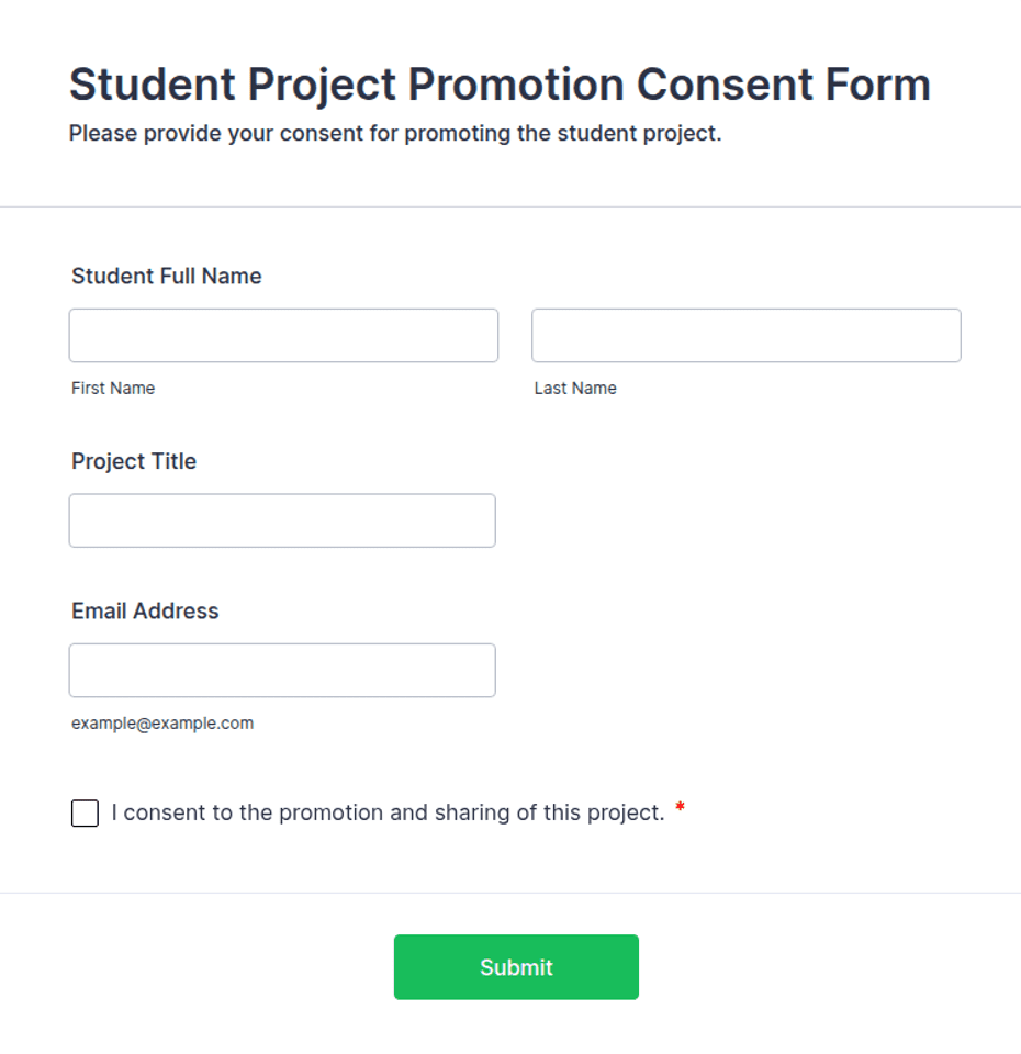 Prom Consent Form Student Project Promotion Consent Form Template | Jotform