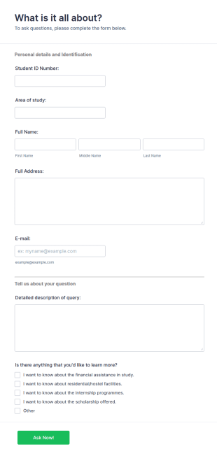 Student Query Form Template