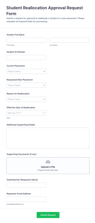 Student Reallocation Approval Request Form Template