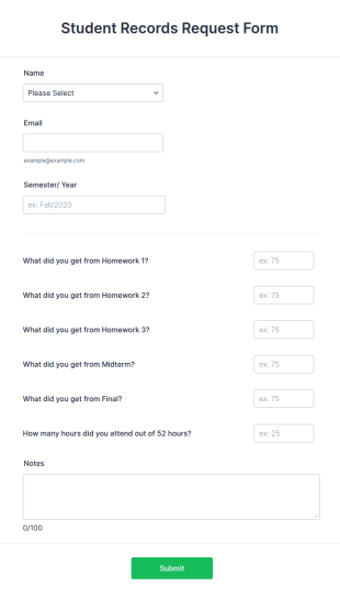 Student Records Request Form Template