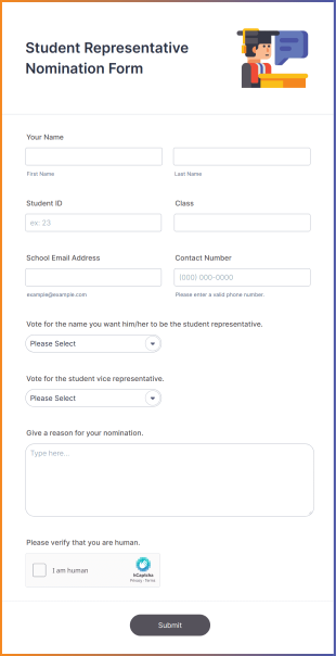 Student Representative Nomination Form Template