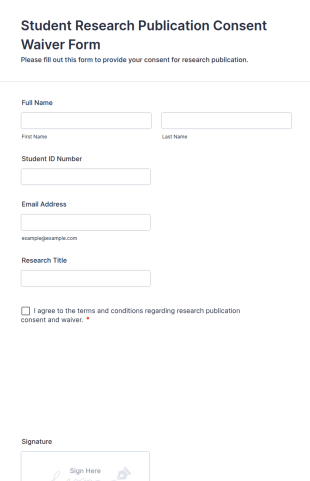 Student Research Publication Consent Waiver Form Template