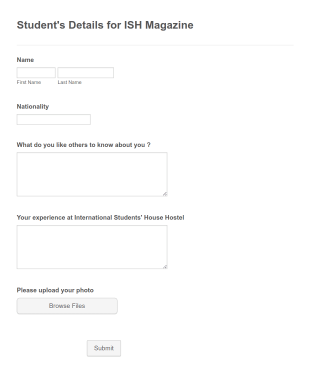 Student's Details For Magazine Form Template