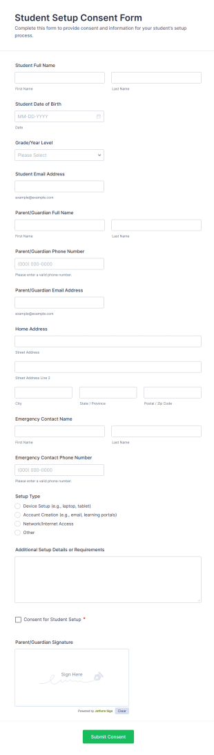 Student Setup Consent Form Template