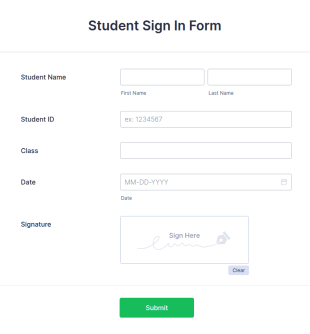 Student Sign In Form Template