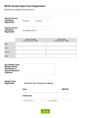 Student Spiel Registration Form Template