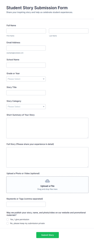Student Story Submission Form Template
