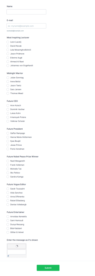 Student Superlatives Nomination Form Template