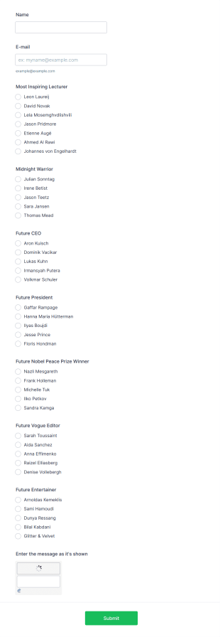 Student Superlatives Nomination Form Template