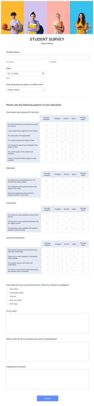 Student Survey Form Template
