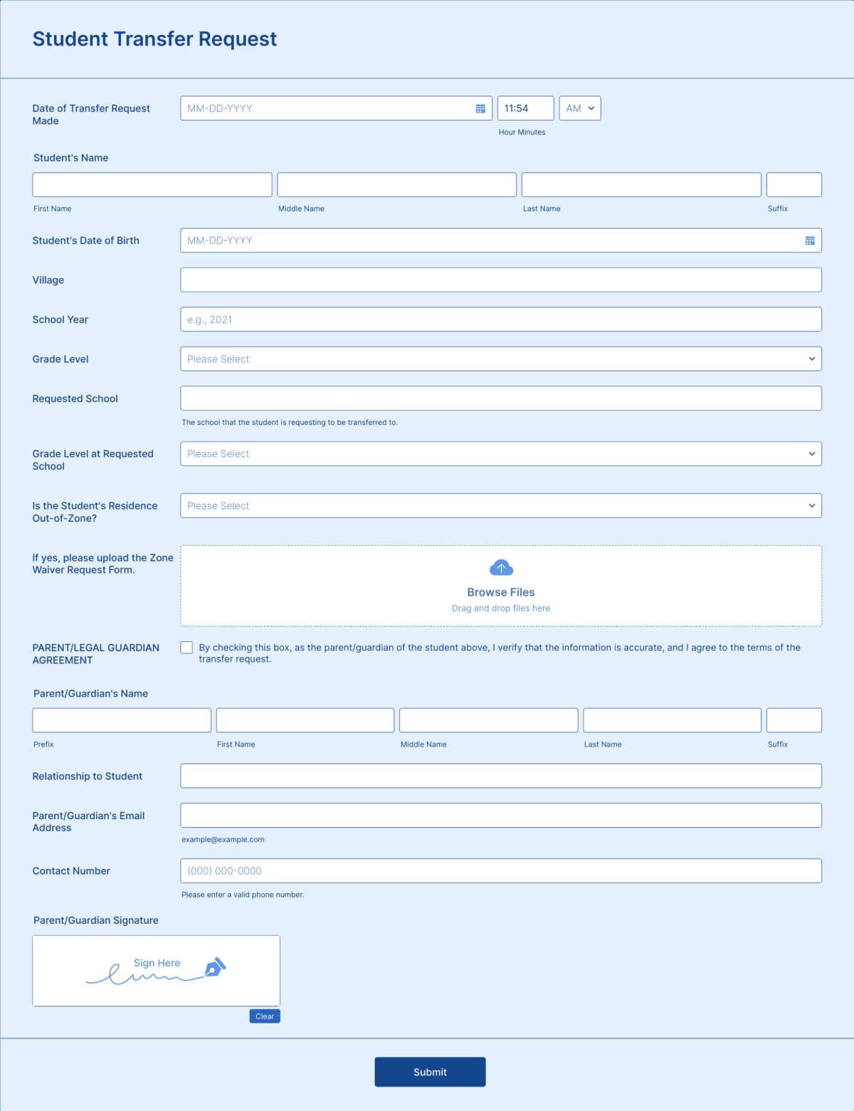 Student Transfer Request Form Template | Jotform