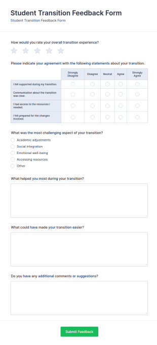 Student Transition Feedback Form Template