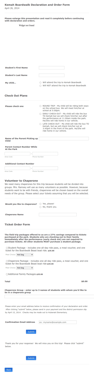 Student Trip Form Template