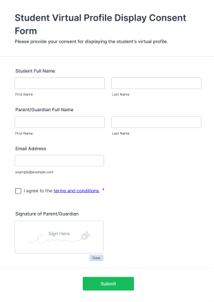 Student Virtual Profile Display Consent Form Template