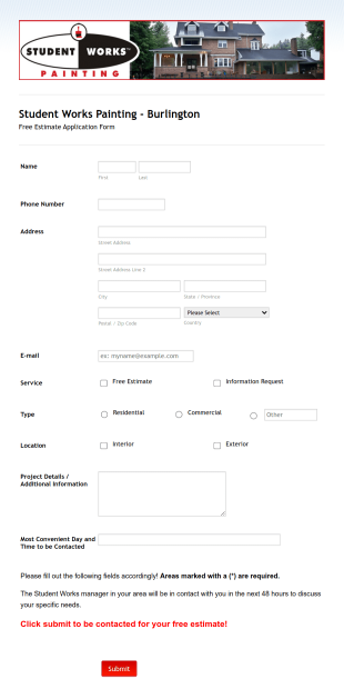 Painting, Quote And Estimation Form Template
