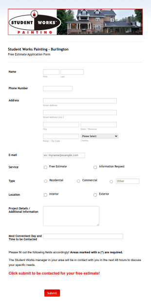 Painting, Quote And Estimation Form Template