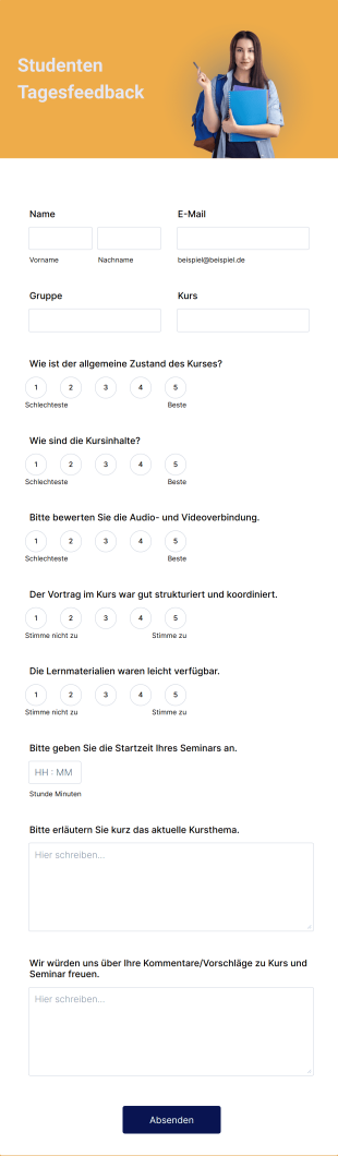 Studenten Tagesfeedback Form Template
