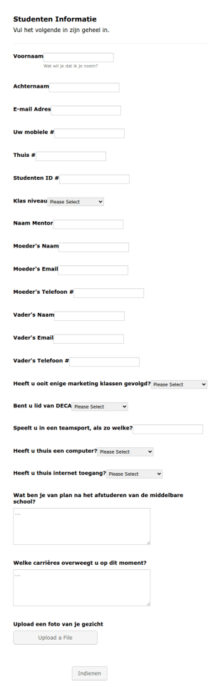 Studenteninformatie En Contactformulier Ouders