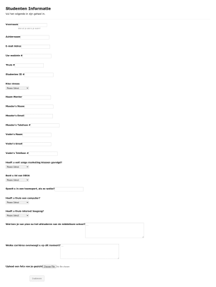 Studenteninformatie En Contactformulier Ouders Form Template