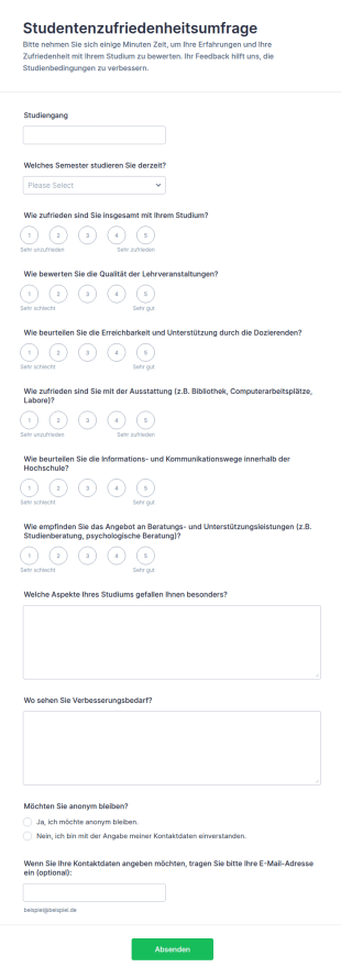 Studentenzufriedenheitsumfrage