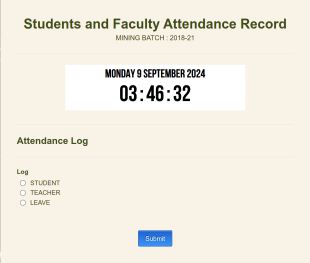 Students And Faculty Attendance Record Mining 5th Semester Form Template
