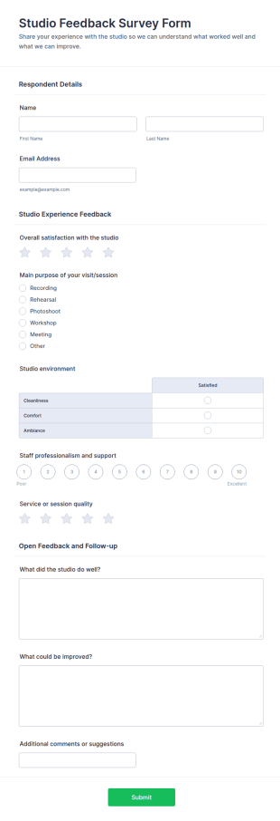Studio Feedback Survey Form Template
