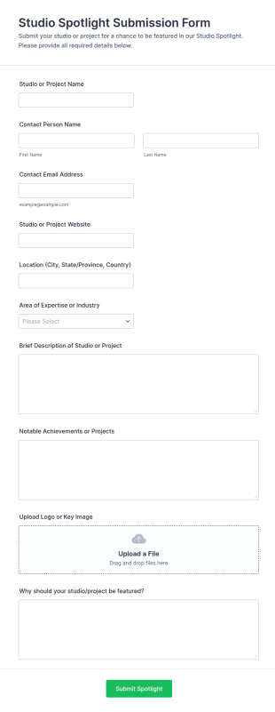 Studio Spotlight Submission Form Template