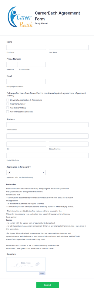 Abroad Study Agency Consent Form Template