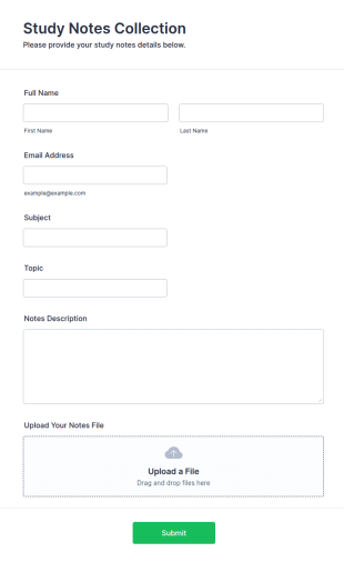 Study Notes Collection Form Template