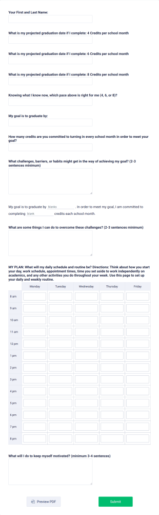 Study Skills Credit 2 Form Template