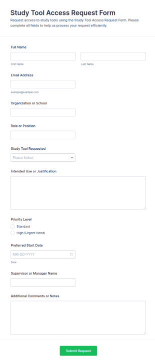 Study Tool Access Request Form Template