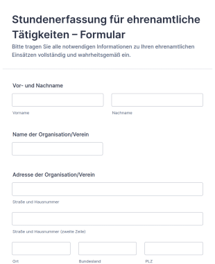Stundenerfassung Für Ehrenamtliche Tätigkeiten – Formular