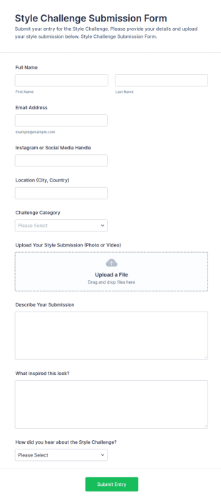 Style Challenge Submission Form Template